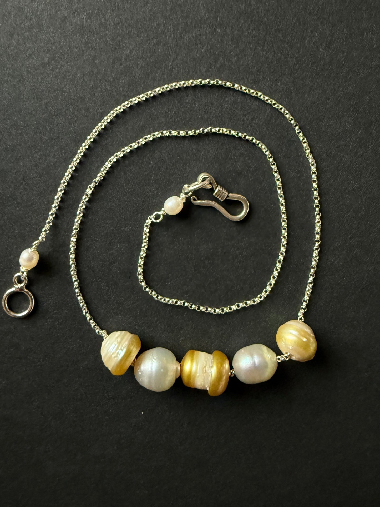 Floating South Sea Golden Pearl Necklace by Linda Queally