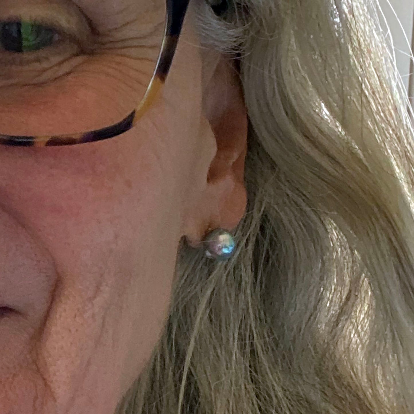 Blue Akoya Pearls on 14k Gold Filled Posts by Linda Queally