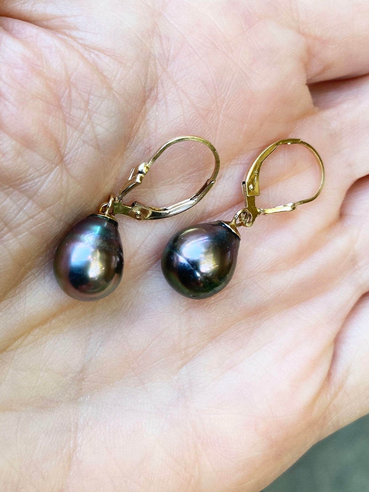 10-11mm Aubergine Tahitian Pearls on 14k GF Wires by Linda Queally