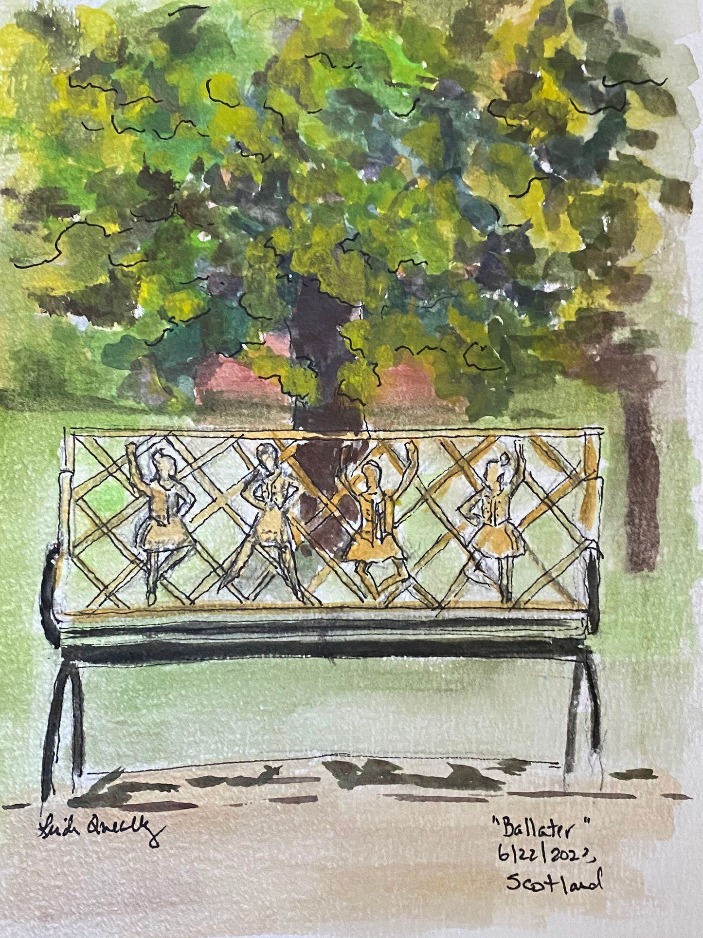 "Ballater Park Bench", Scotland Sketch