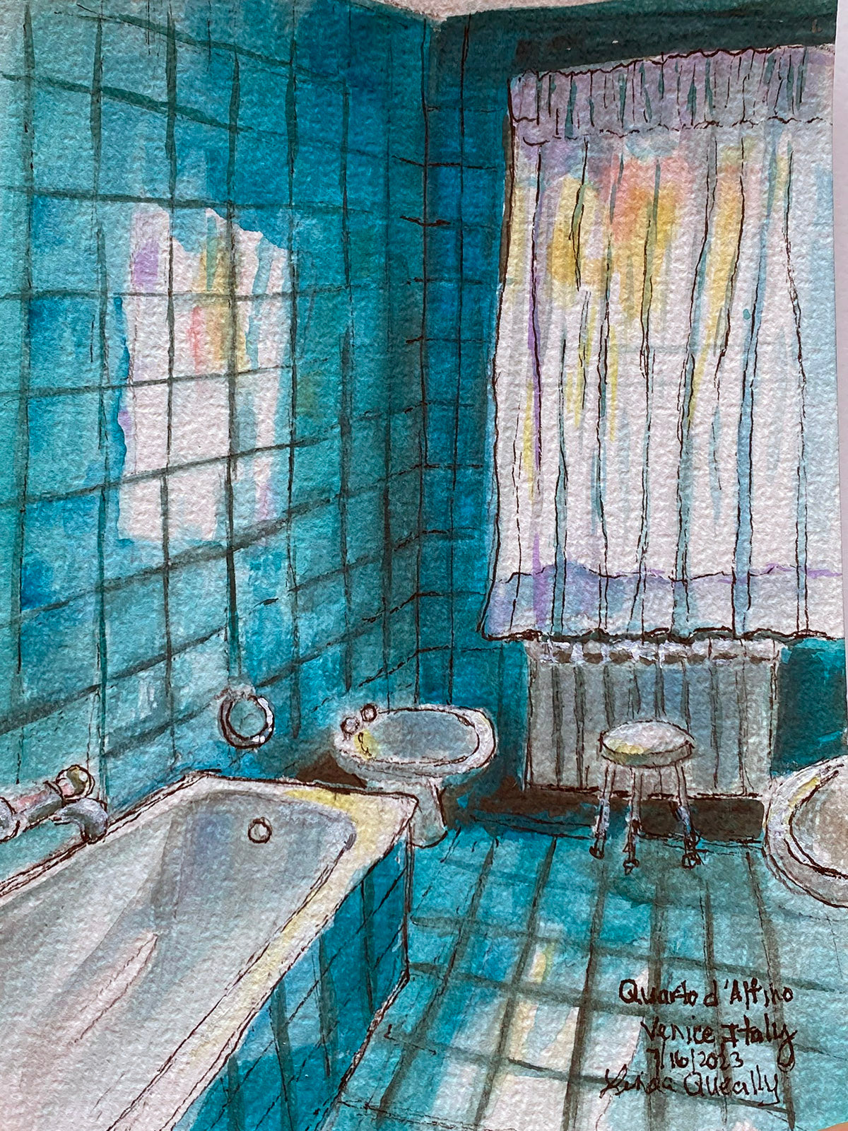 "Quarto d'Altino Turquoise Tile" Venice, Sketch