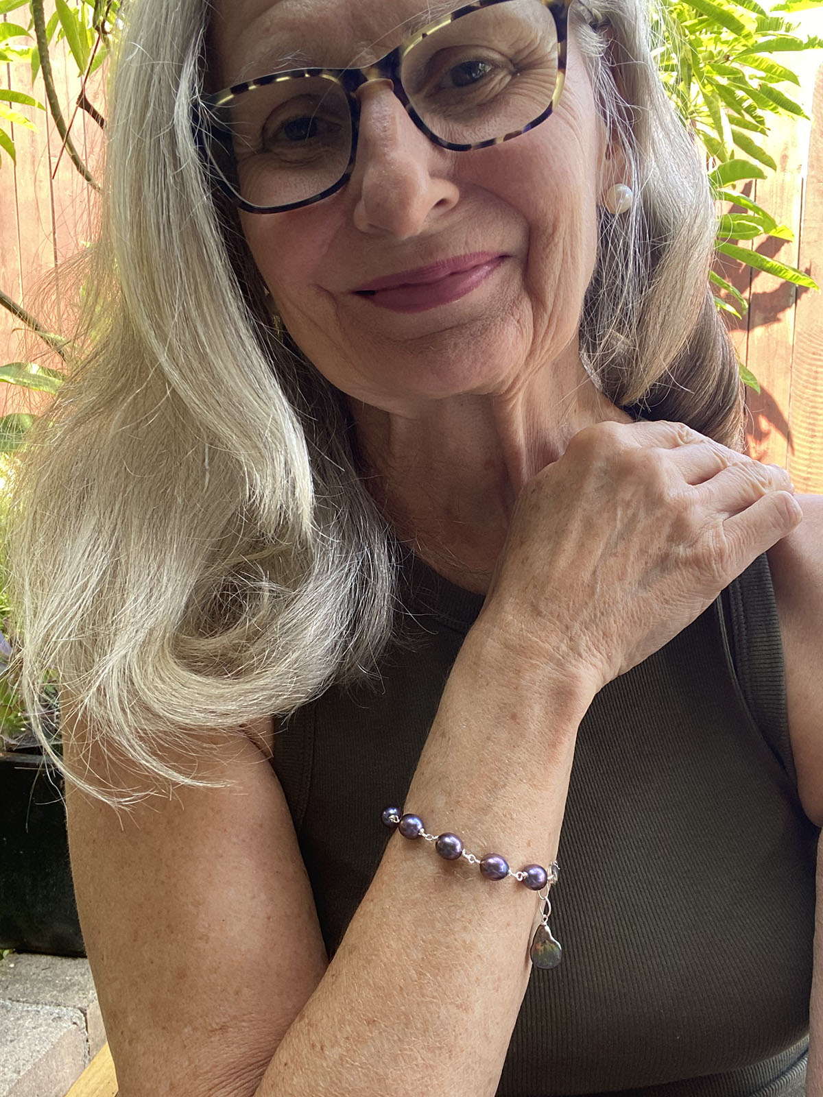 Deep Purple Freshwater Pearl Bracelet by Linda Queally