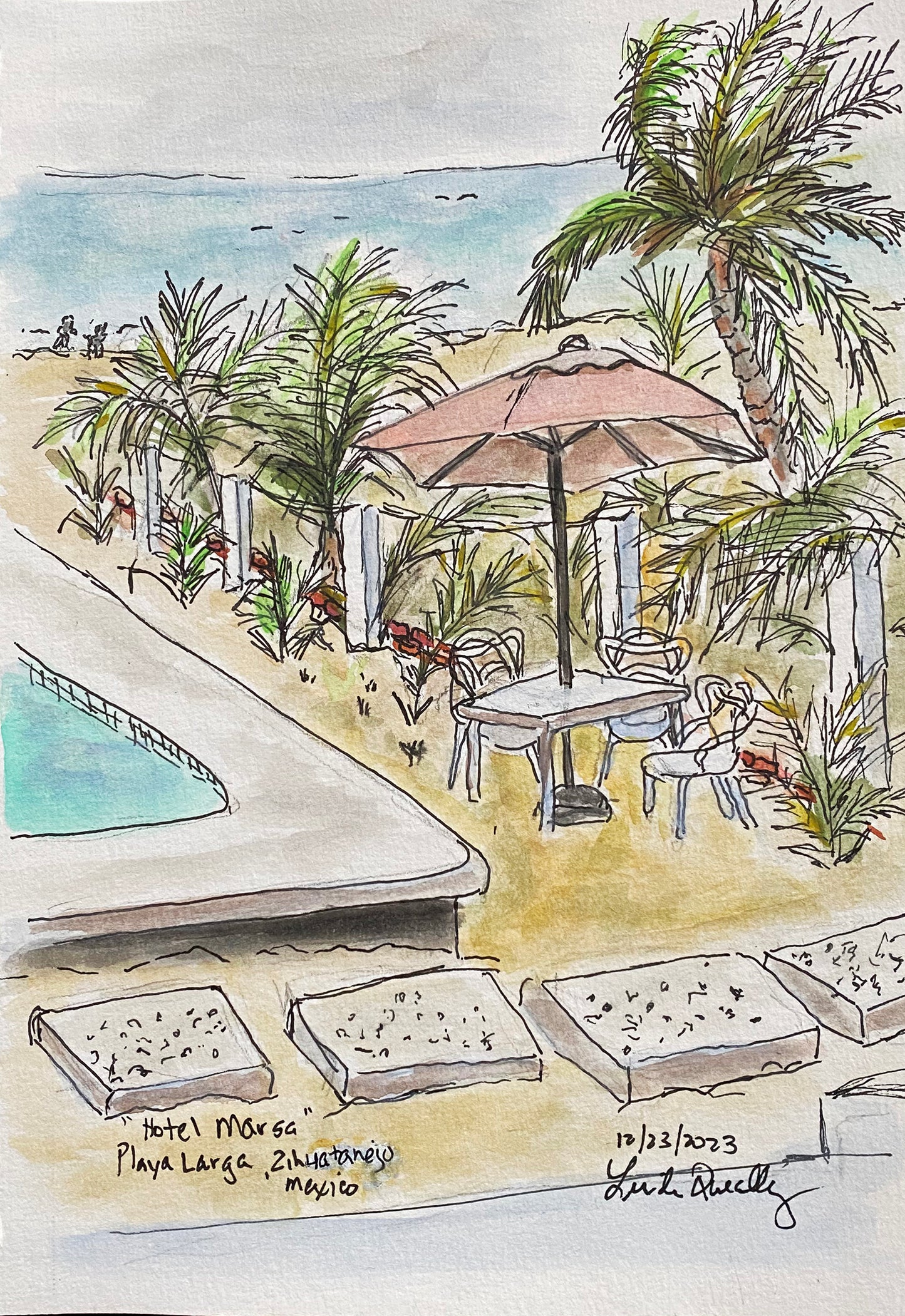 "Hotel Marsa 1", Playa Larga, Zihuatanejo, Mexico | 8"x5.5" |