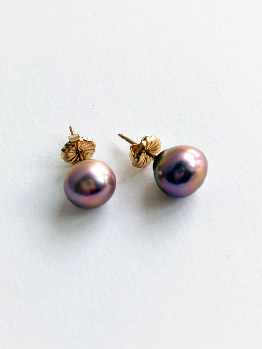 9mm Natural Color Lavender Rose Edison Pearls on 14k GF Posts by Linda Queally