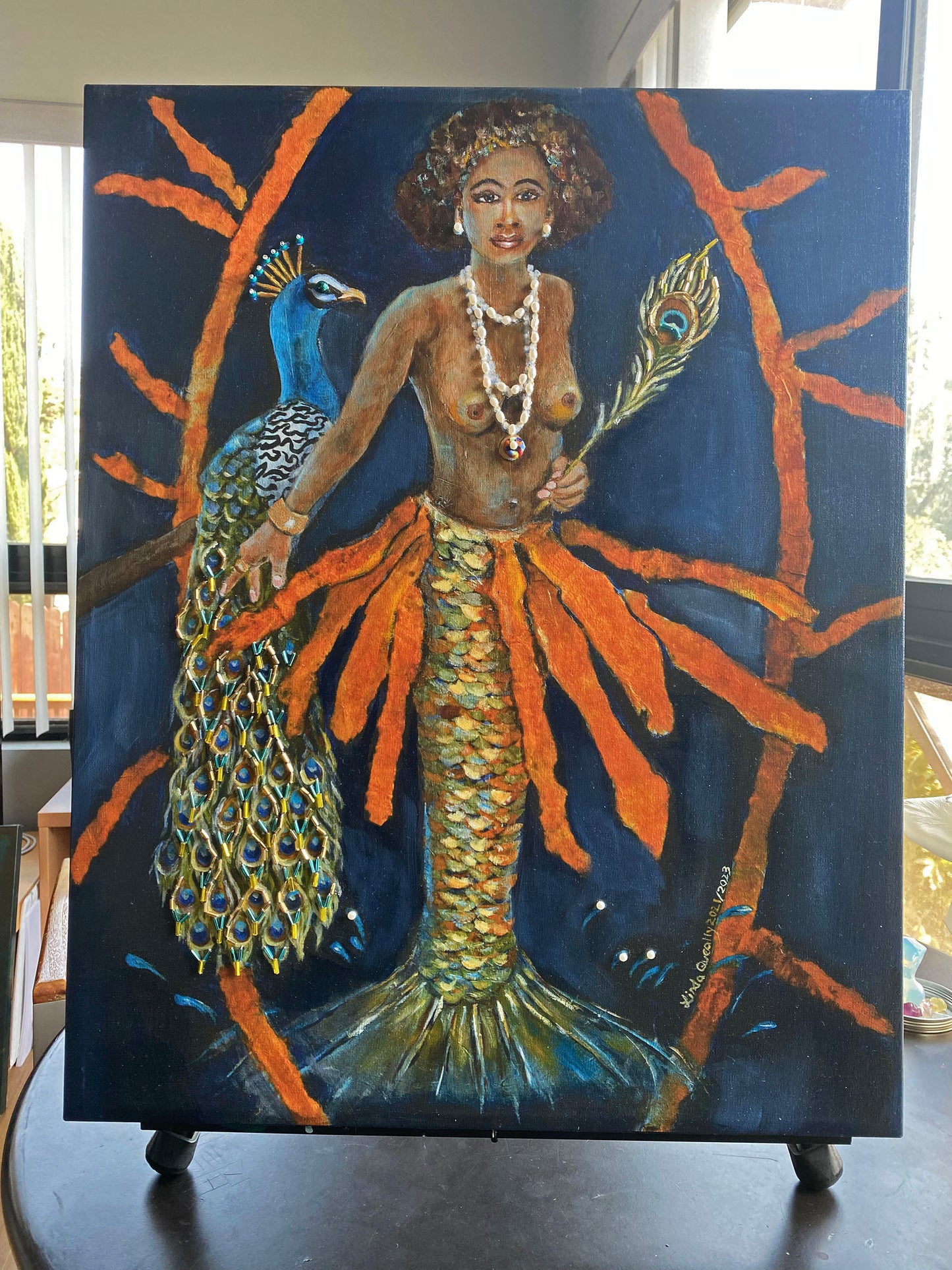 "Oshun" Embellished Giclee Print by Linda Queally