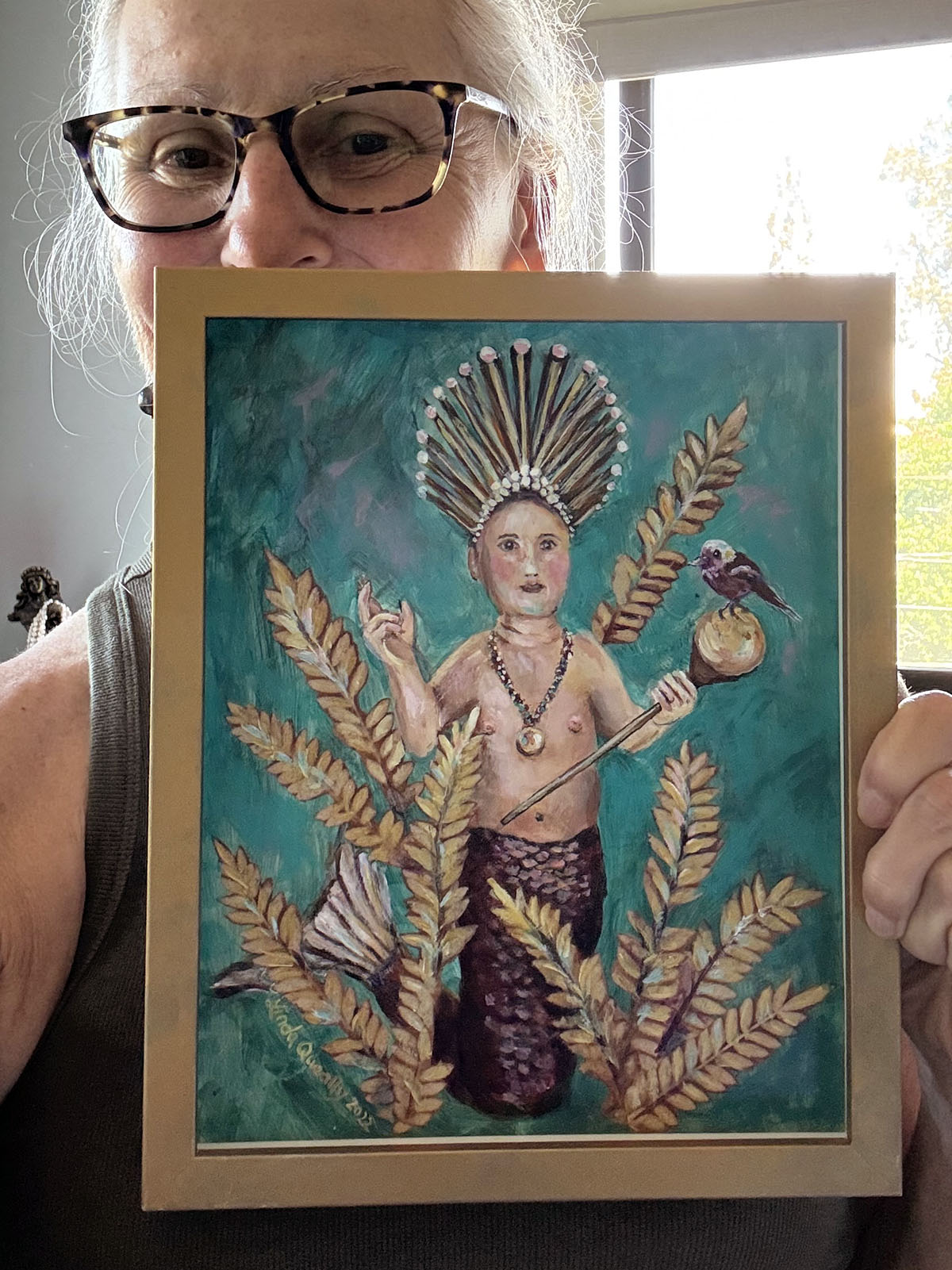"Page of Wands", Acrylic and Fine Art Paper on Claybord Panel | 10"x8" |