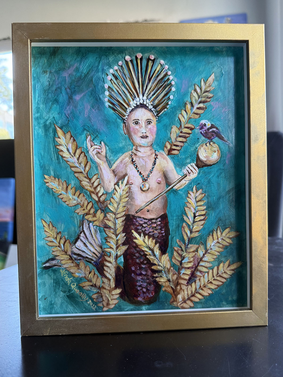 "Page of Wands", Acrylic and Fine Art Paper on Claybord Panel | 10"x8" |