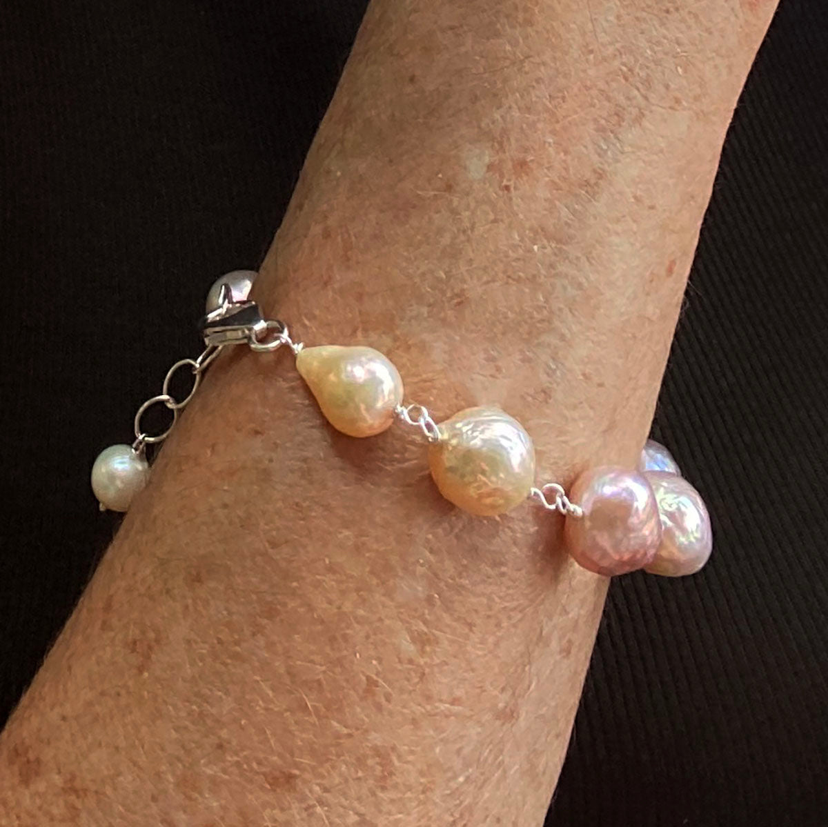 Peach Multi Tone Freshwater Pearl Bracelet by Linda Queally