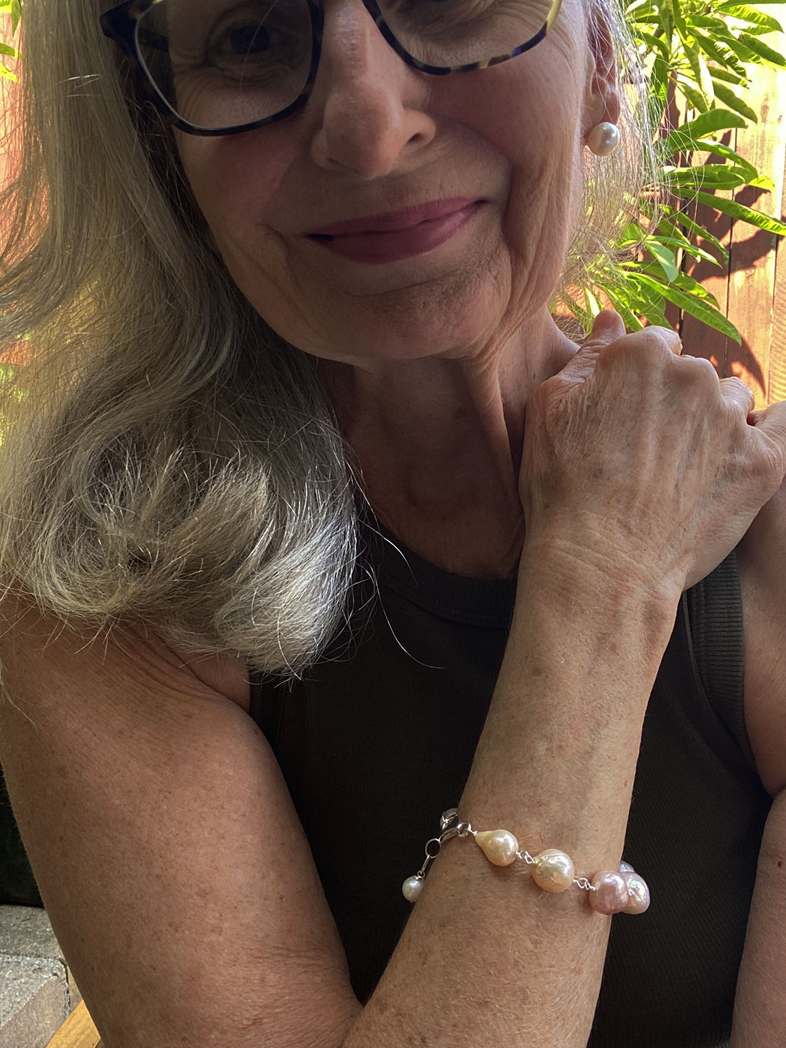 Peach Multi Tone Freshwater Pearl Bracelet by Linda Queally