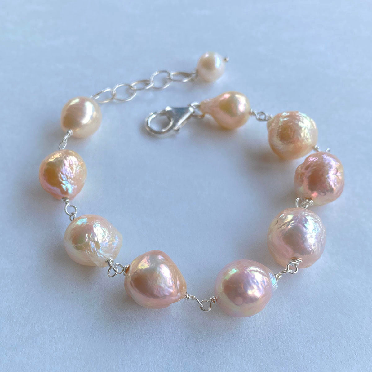 Peach Multi Tone Freshwater Pearl Bracelet by Linda Queally
