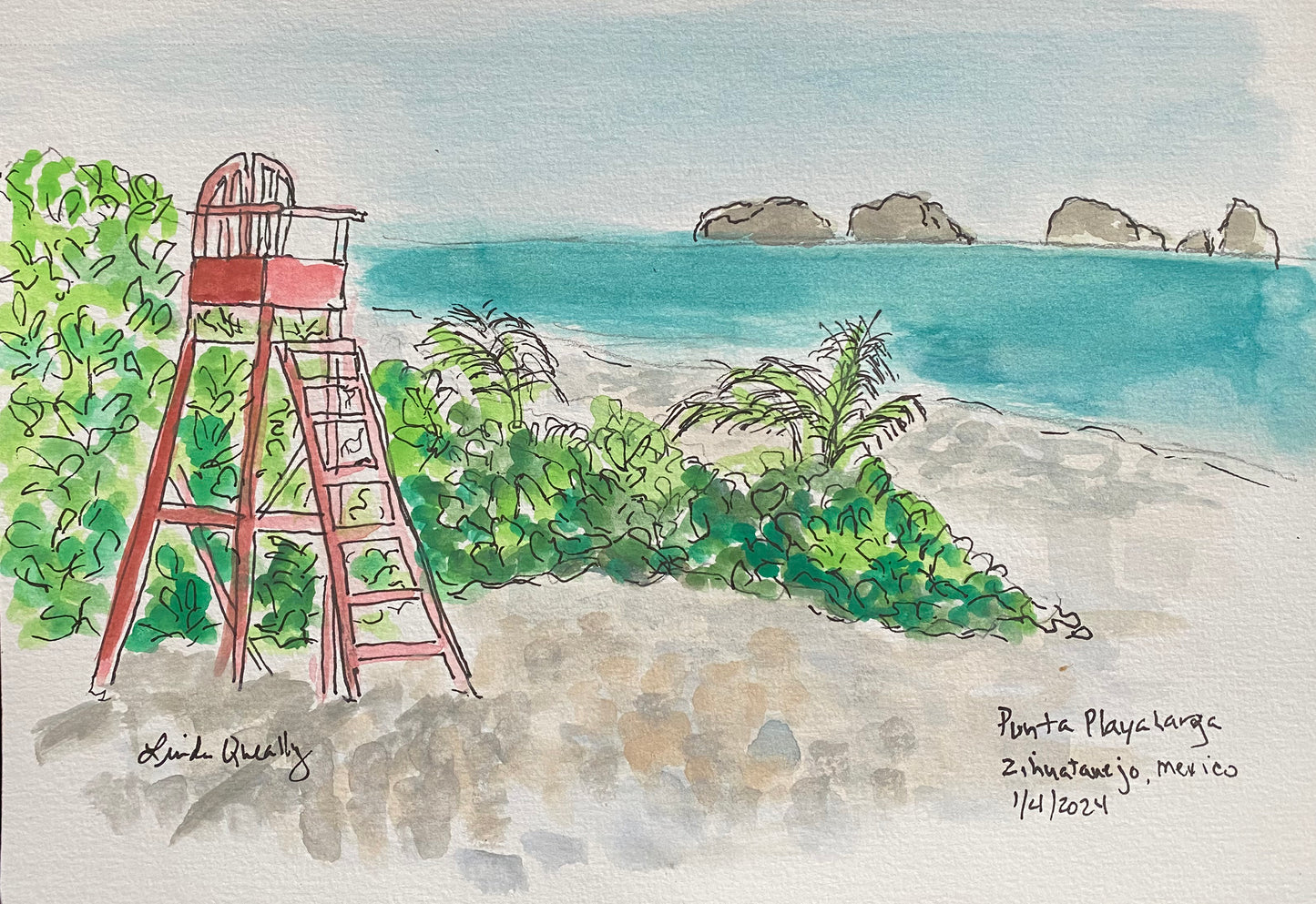 "Punta Playa Larga", Zihuatanejo, Mexico | 5.5"x8" |