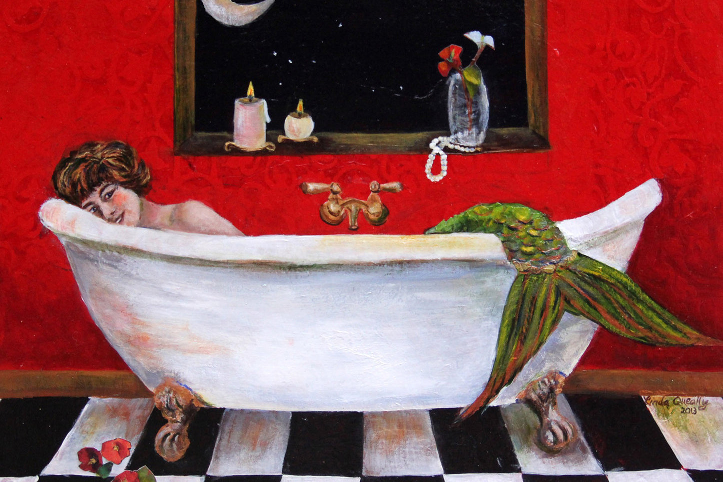 "Moonlight Soak" Mixed Media on Cradled Claybord | 11"x14" |