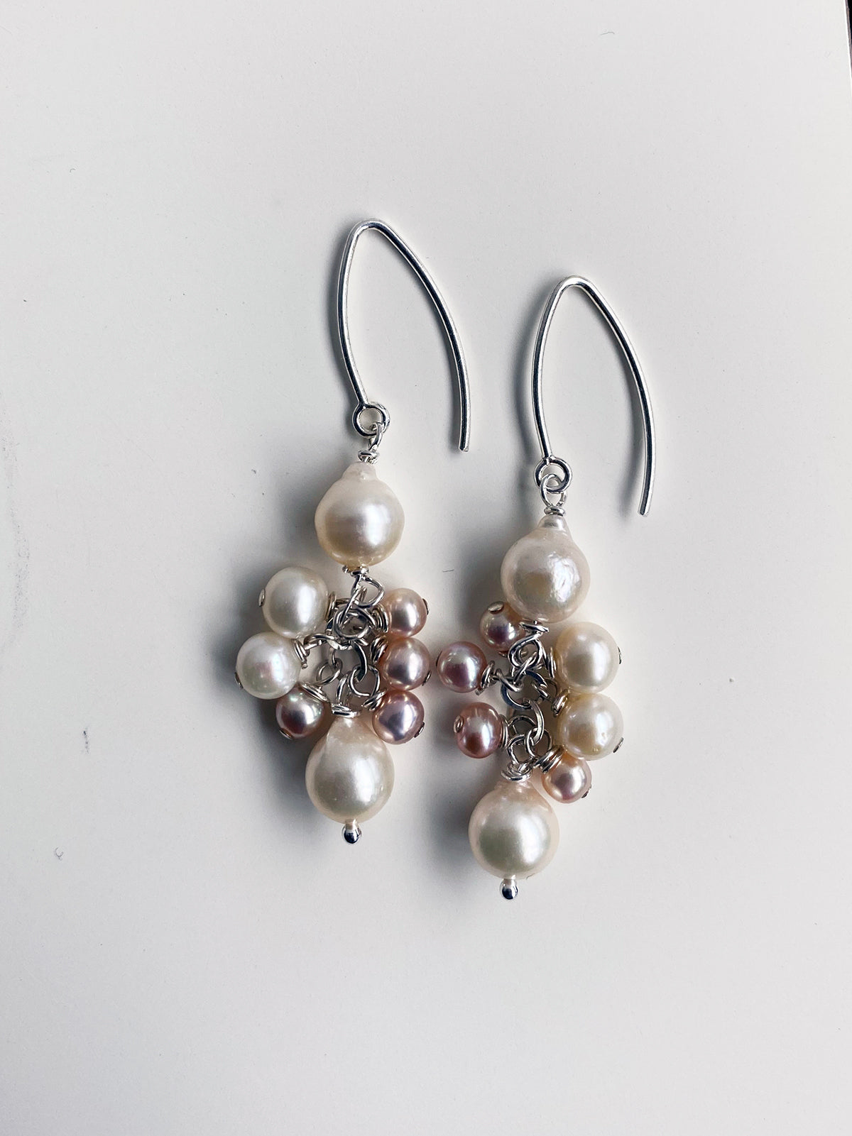 Creamy Akoya Pearls with a White and Champagne Cluster by Linda Queally