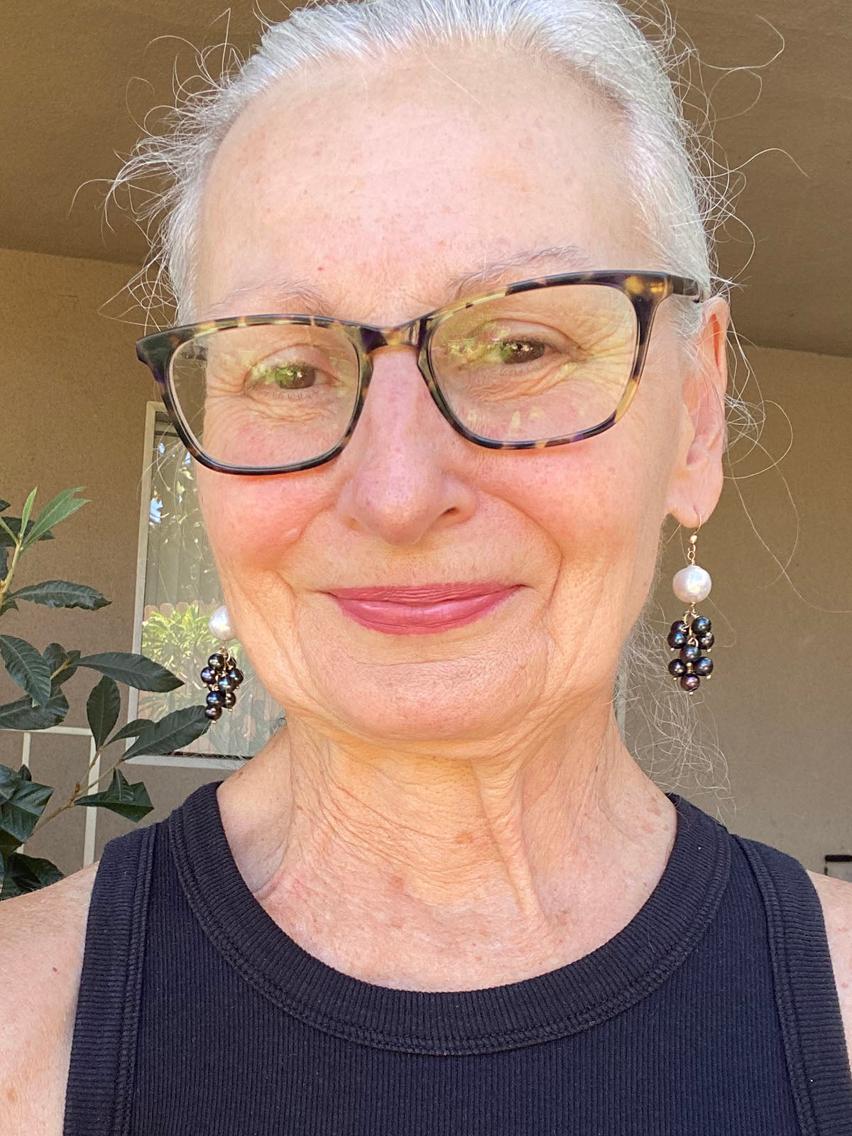 Black and White Jellyfish Earrings on 14K GF Wires by Linda Queally