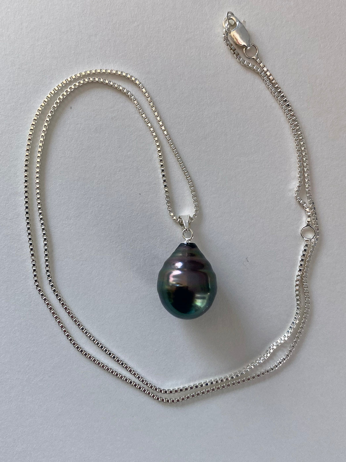 11-14mm Aubergine Tahitian Circle Pearl Pendant on Sterling Silver by Linda Queally