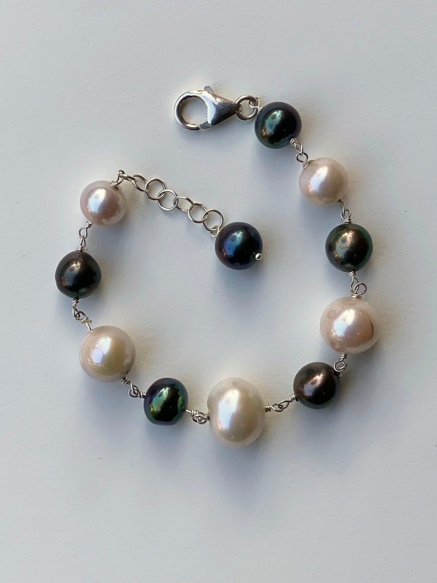 Black and White Freshwater Pearl Bracelet by Linda Queally