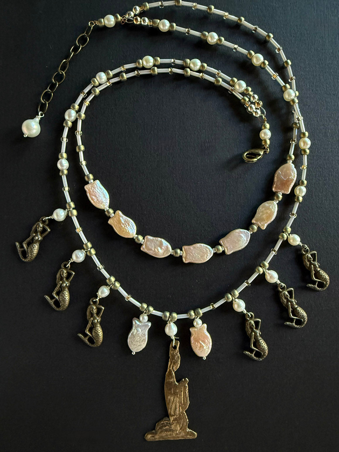 "Pray for the Fishes and The Mermaids" Milagro Necklace by Linda Queally