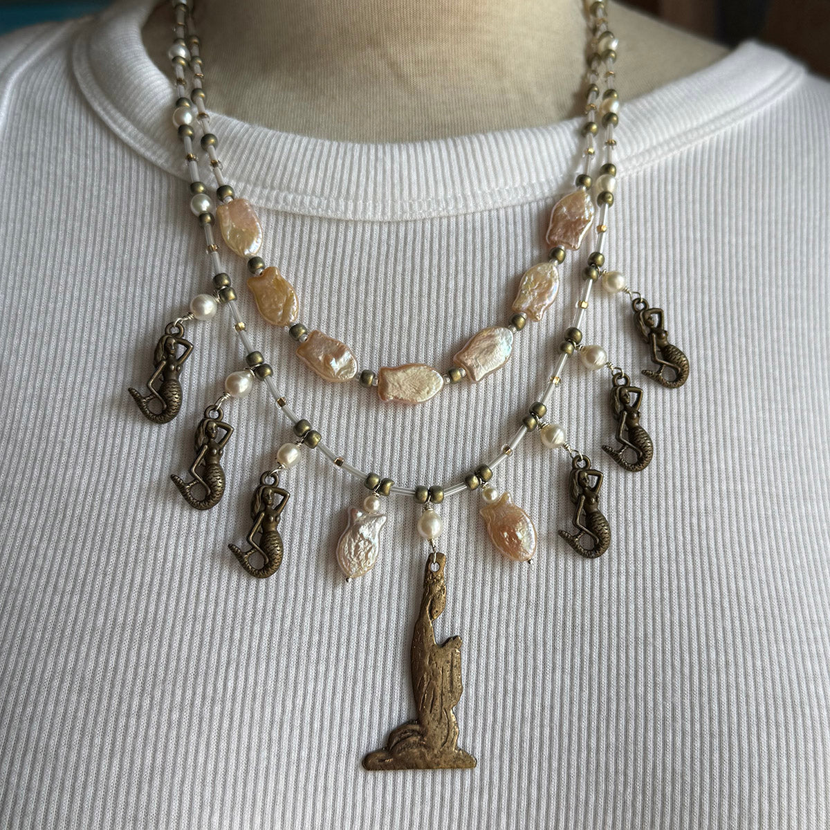 "Pray for the Fishes and The Mermaids" Milagro Necklace by Linda Queally