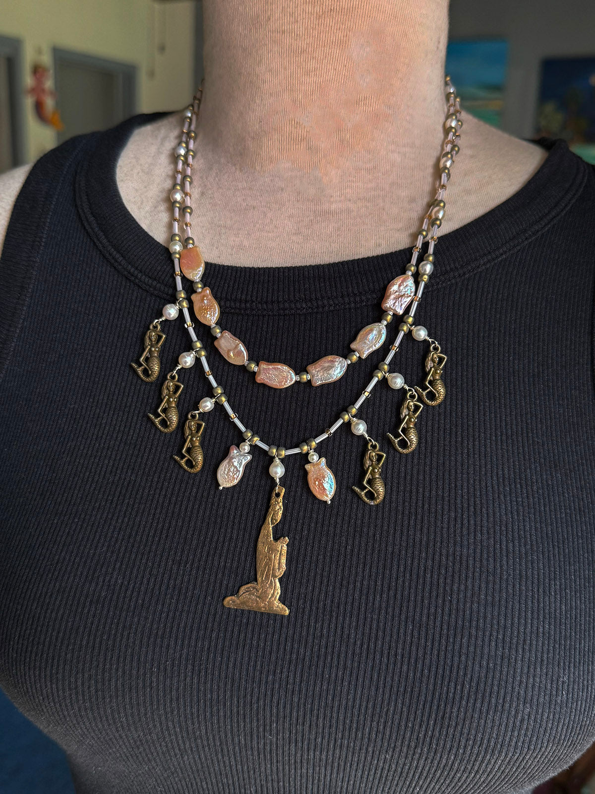 "Pray for the Fishes and The Mermaids" Milagro Necklace by Linda Queally