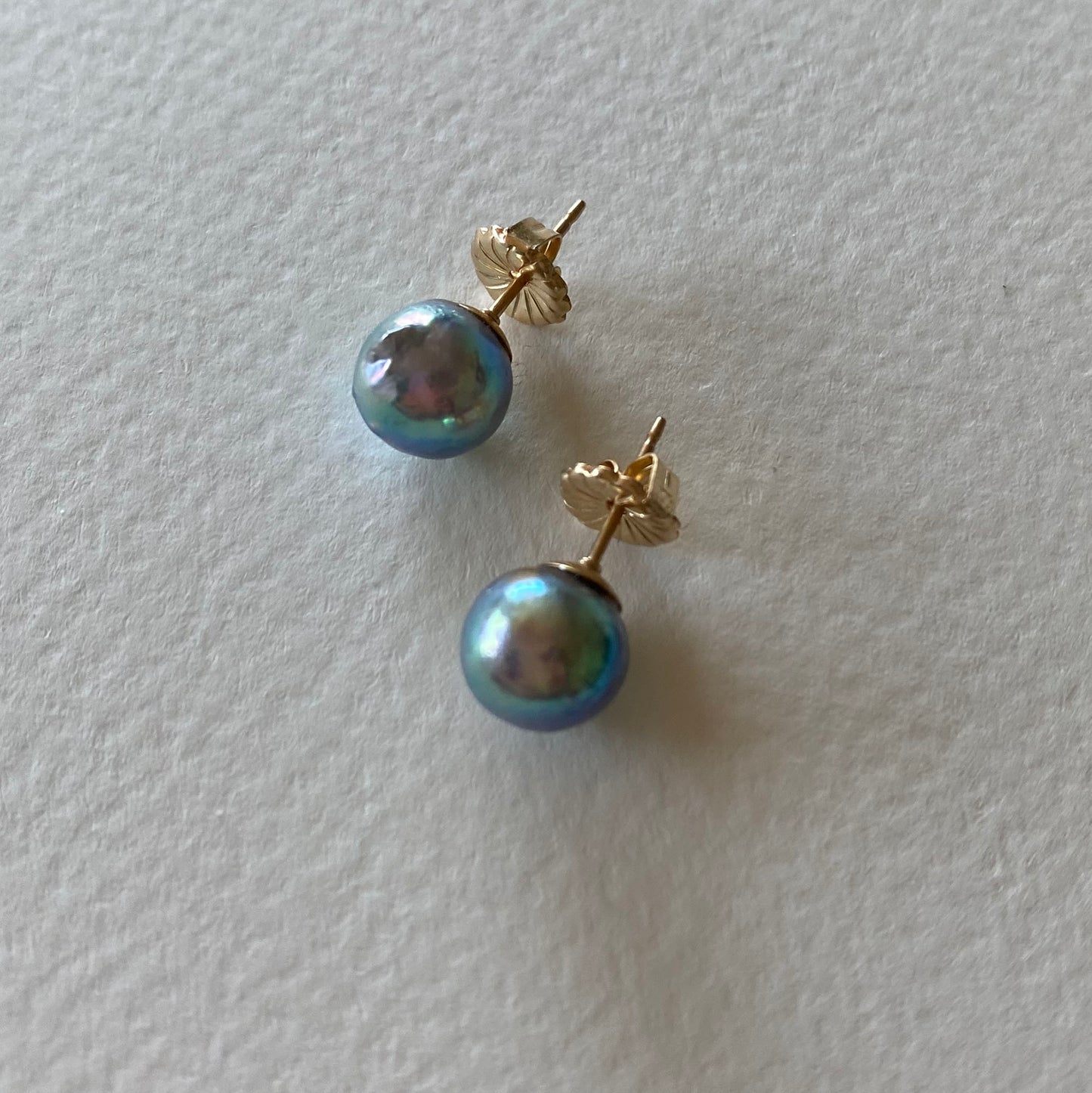 Blue Akoya Pearls on 14k Gold Filled Posts by Linda Queally