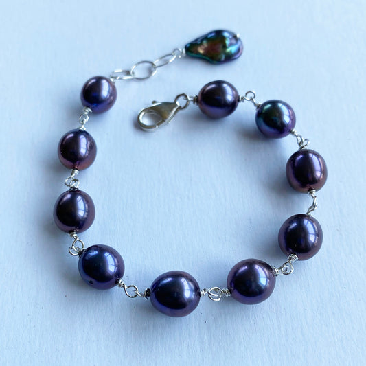 Deep Purple Freshwater Pearl Bracelet by Linda Queally