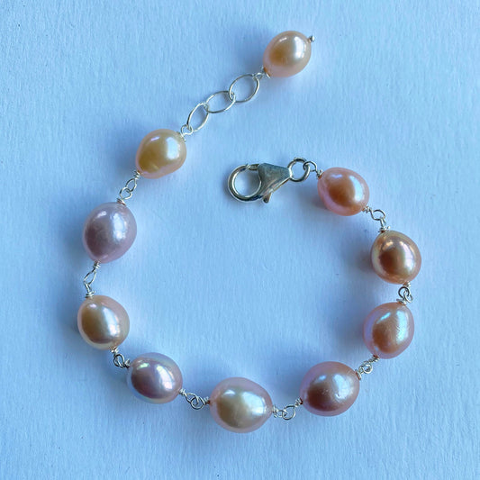 Multi Colored 9-10mm Edison Pearl Bracelet by Linda Queally