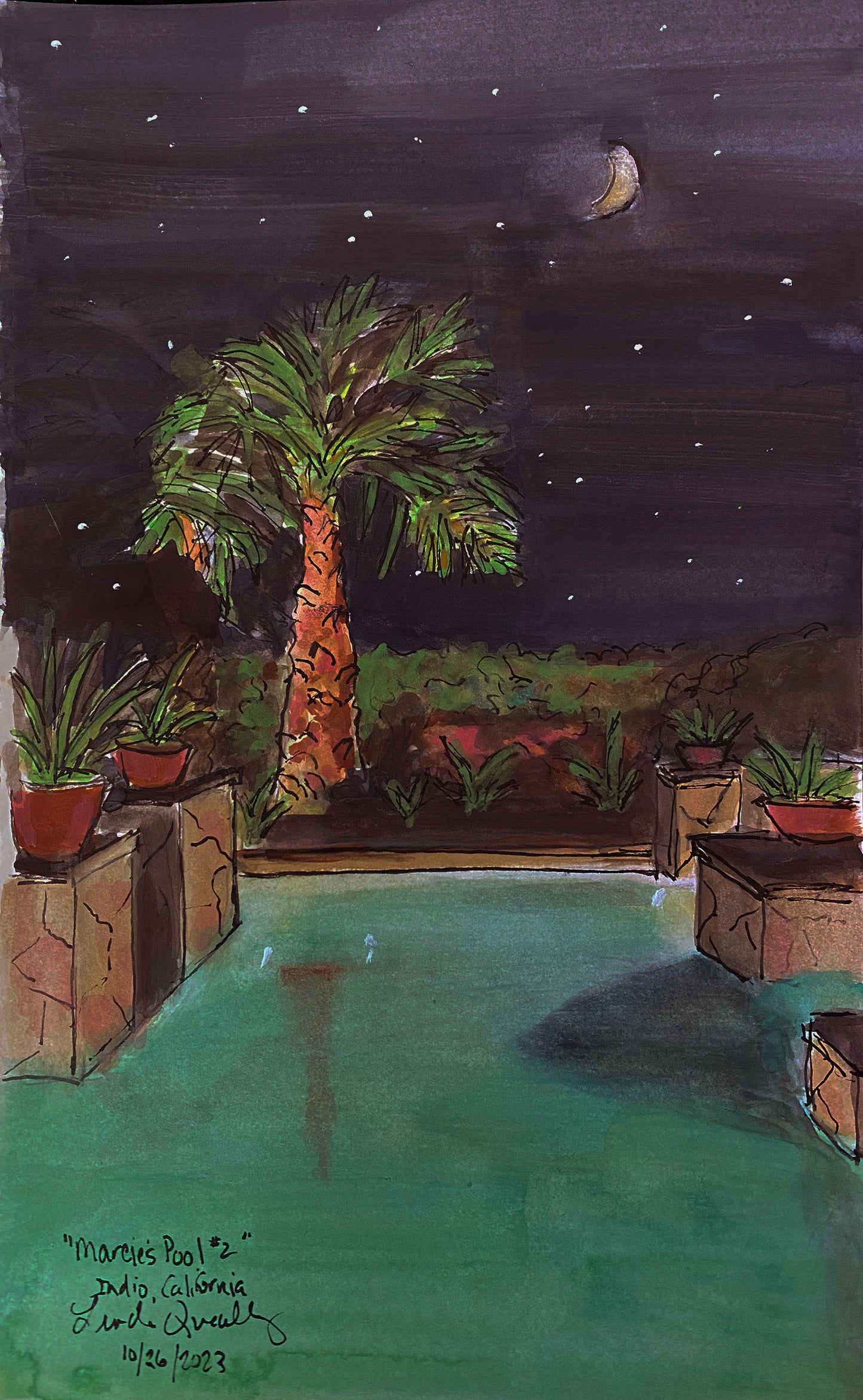 "Marcie's Pool #2", Indio, California Sketch