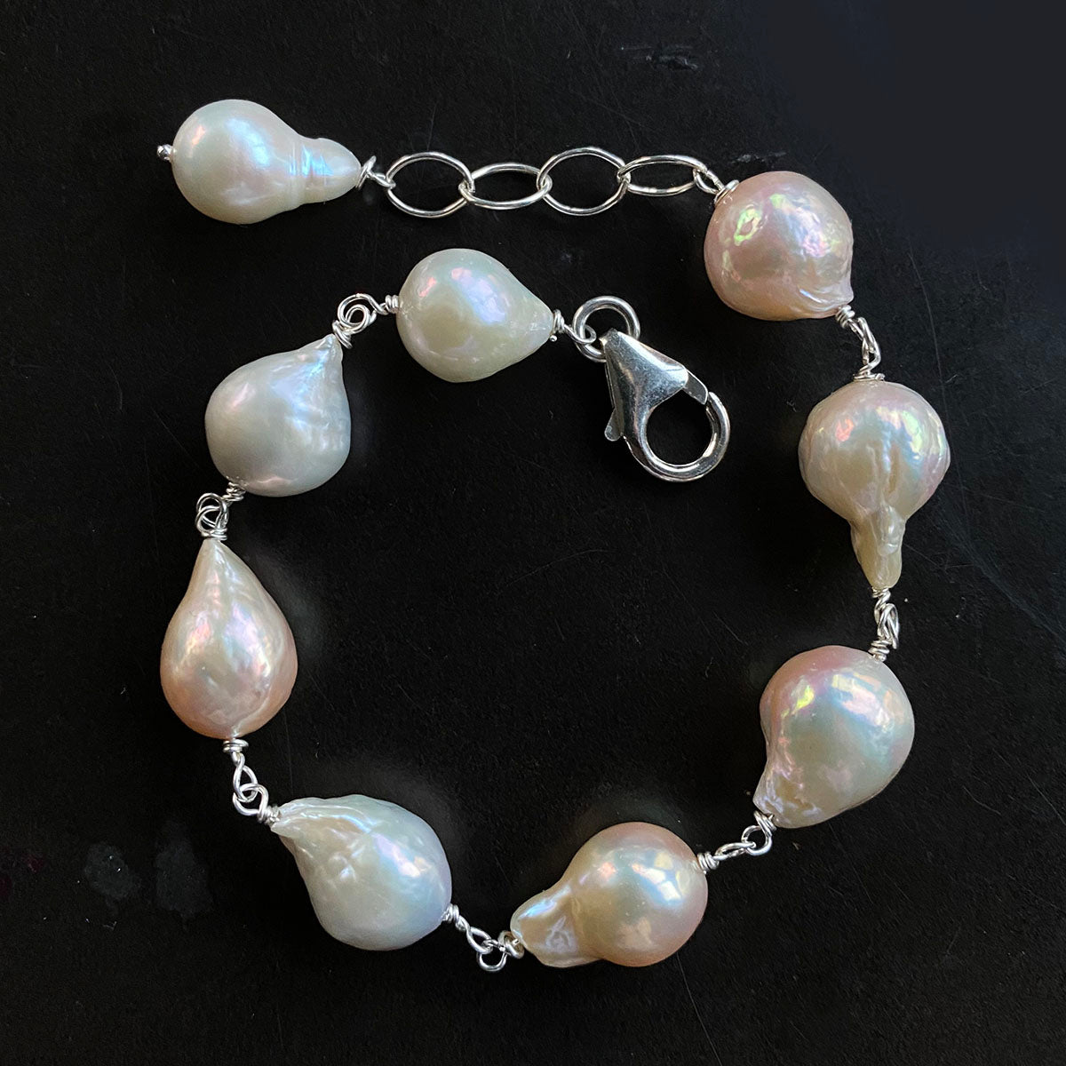 Shades of Cream Baroque Freshwater Pearl Bracelet by Linda Queally