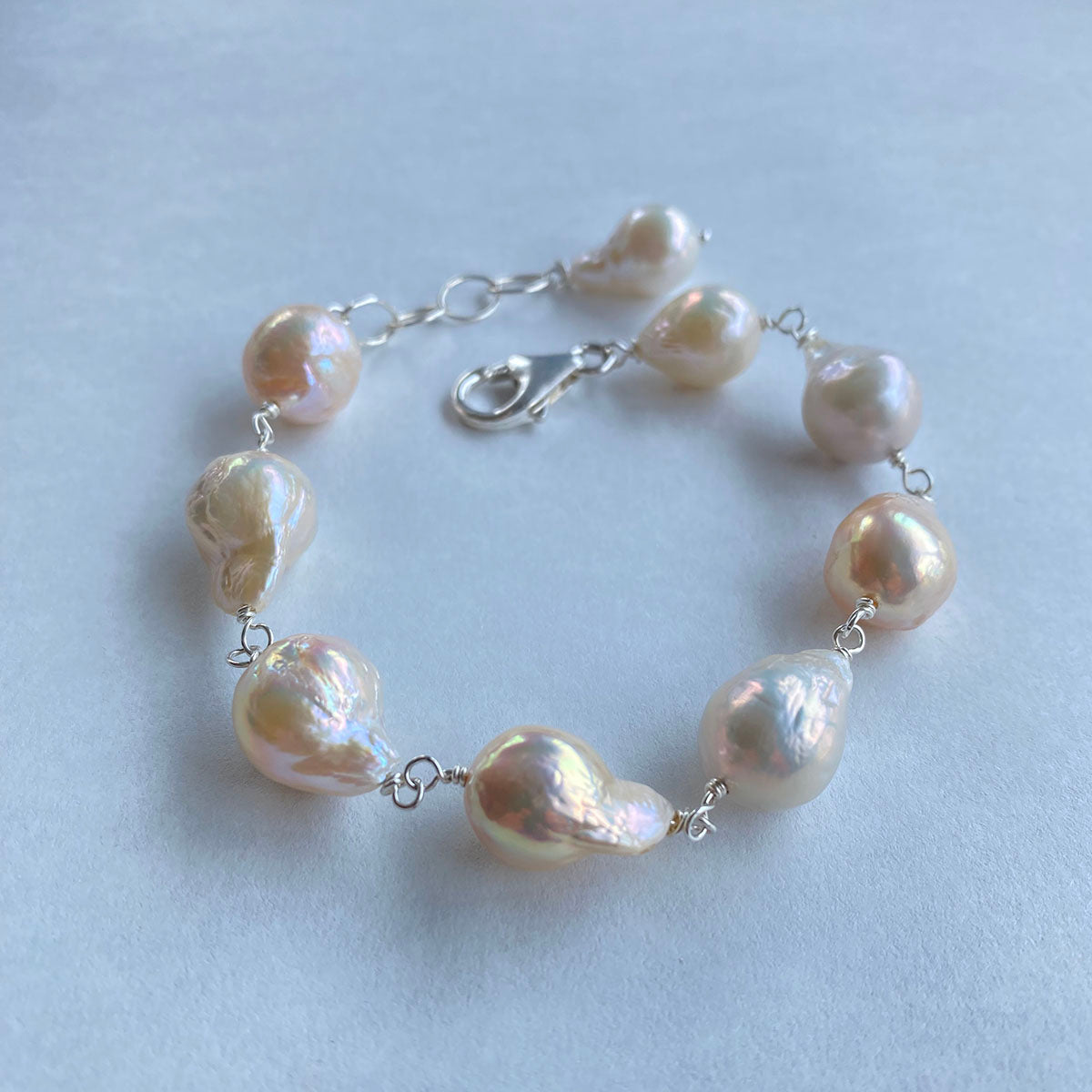 Shades of Cream Baroque Freshwater Pearl Bracelet by Linda Queally