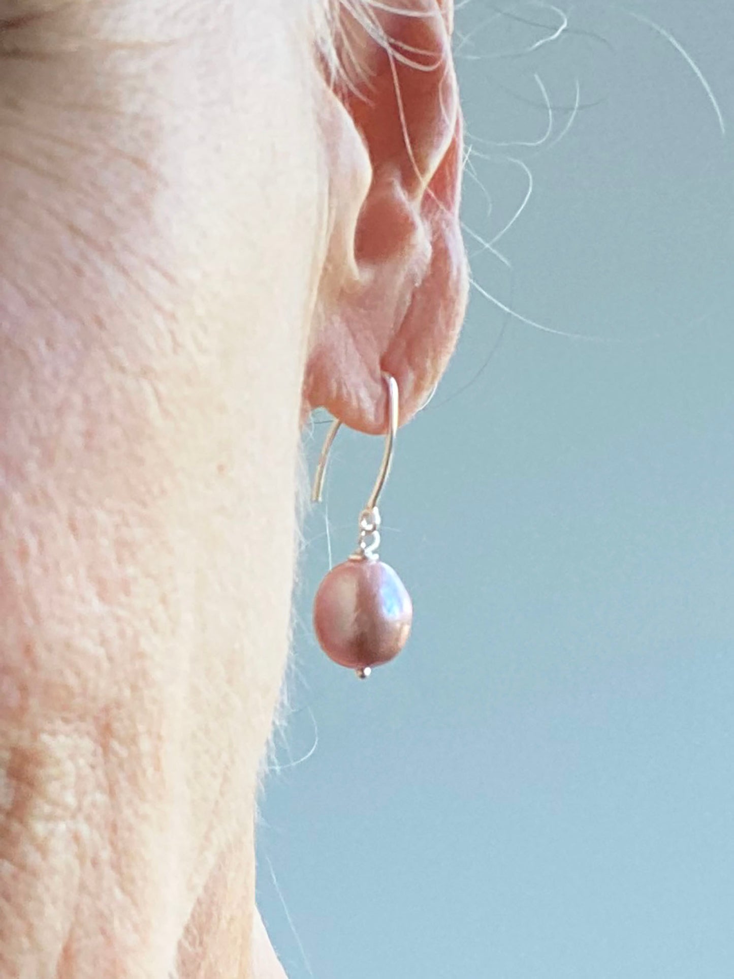 10-11mm Pink Edison Pearls on Sterling Silver Ear Wires by Linda Queally
