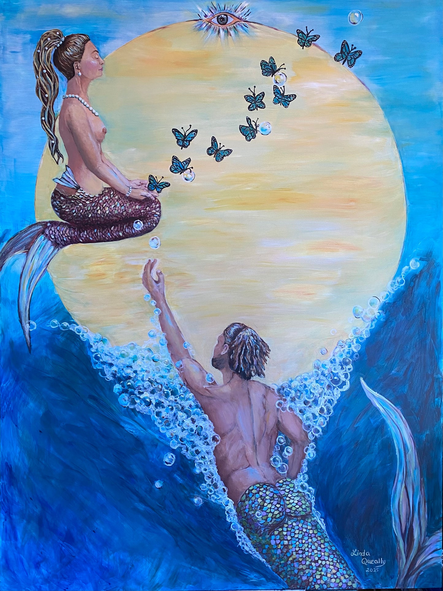 "Reaching for Enlightment", Acrylic on Cradled Claybord, | 48"x36" |