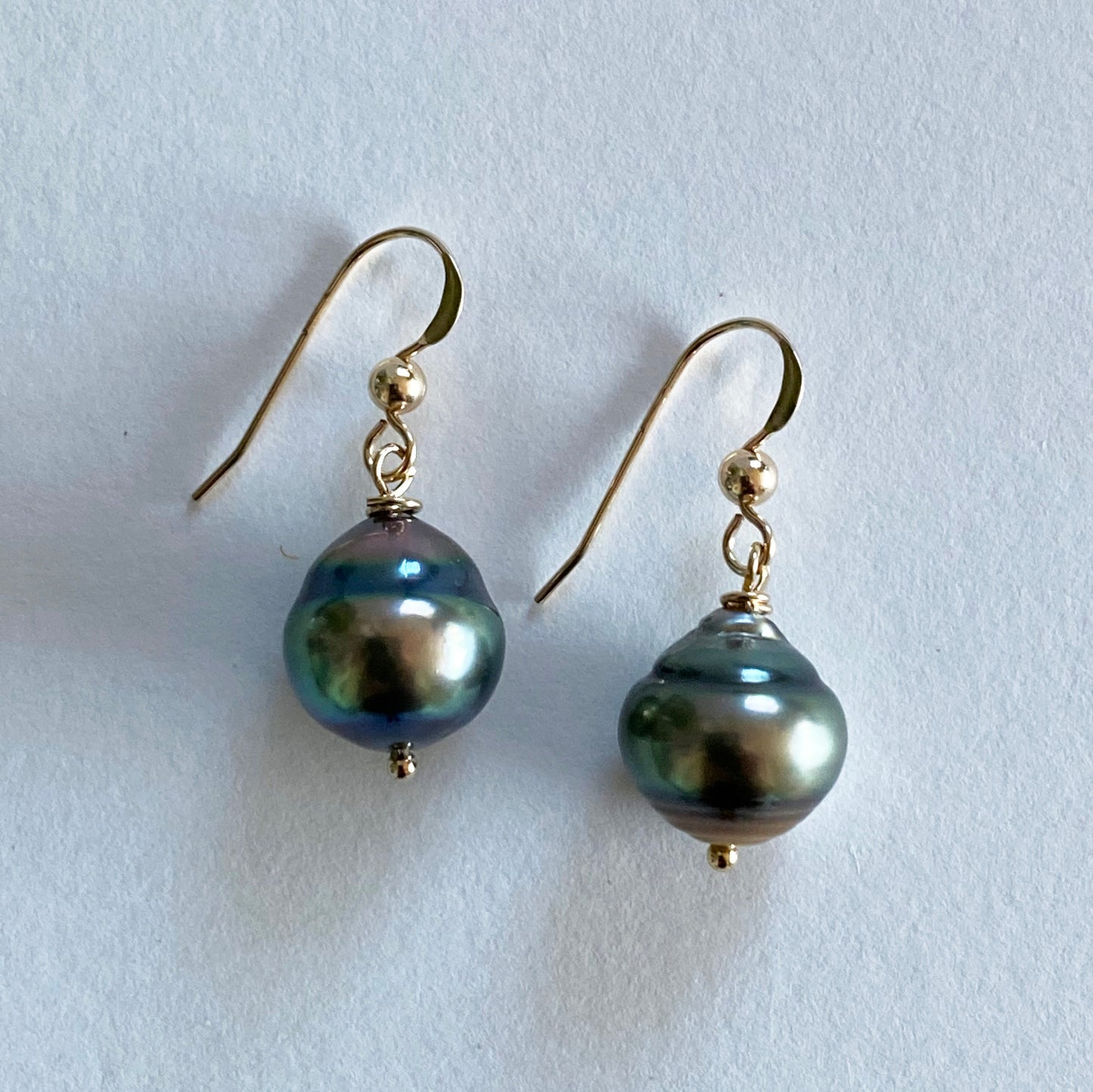 11-12mm Tahitian Pearl Earrings on 14k GF Wires by Linda Queally