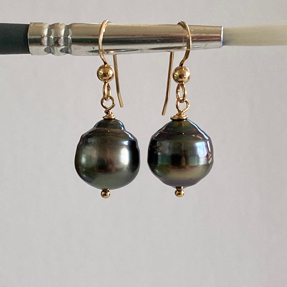 11-12mm Tahitian Pearl Earrings on 14k GF Ear Wires by Linda Queally