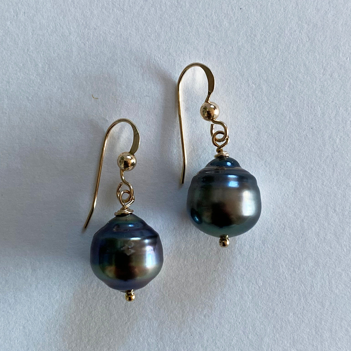 11-12mm Tahitian Pearl Earrings on 14k GF Ear Wires by Linda Queally