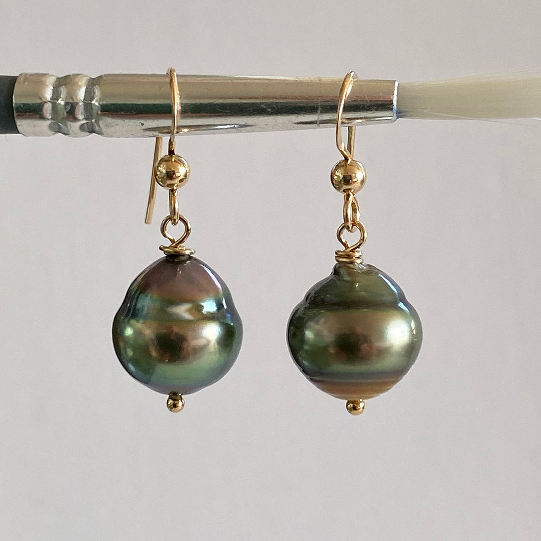 11-12mm Tahitian Pearl Earrings on 14k GF Wires by Linda Queally