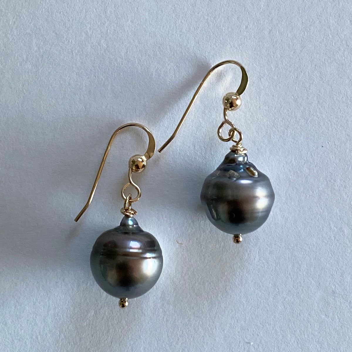 11-12mm Tahitian Pearl Earrings on 14k GF Wires by Linda Queally