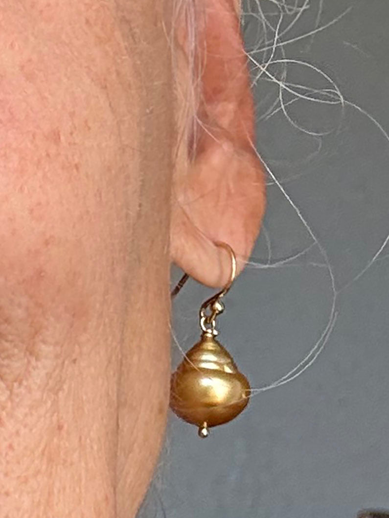 South Sea Golden 12mm  Pearl Earrings on 14k GF Wires by Linda Queally