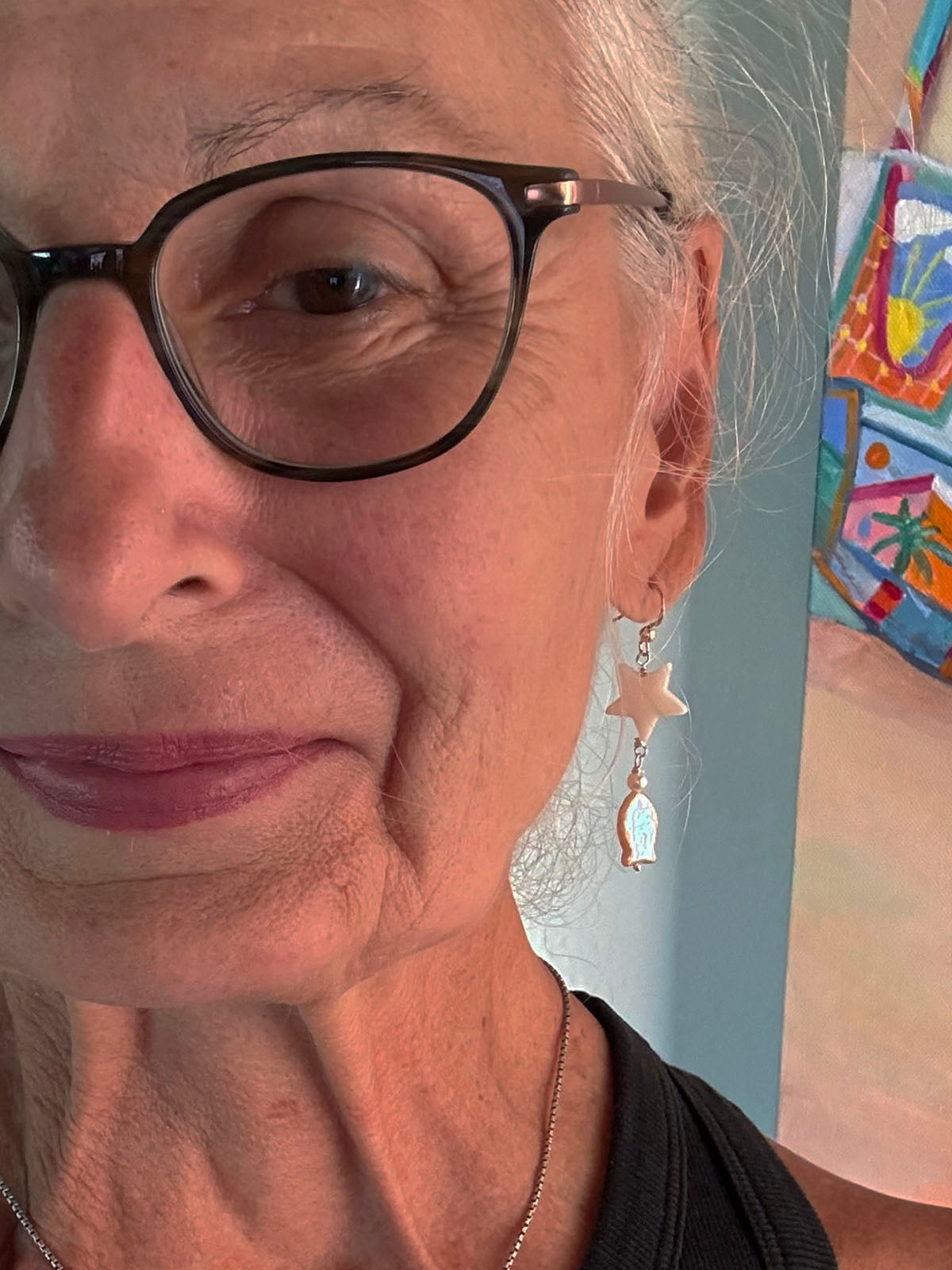 Star & Fish Drop Earrings with Shell and Pearl by Linda Queally