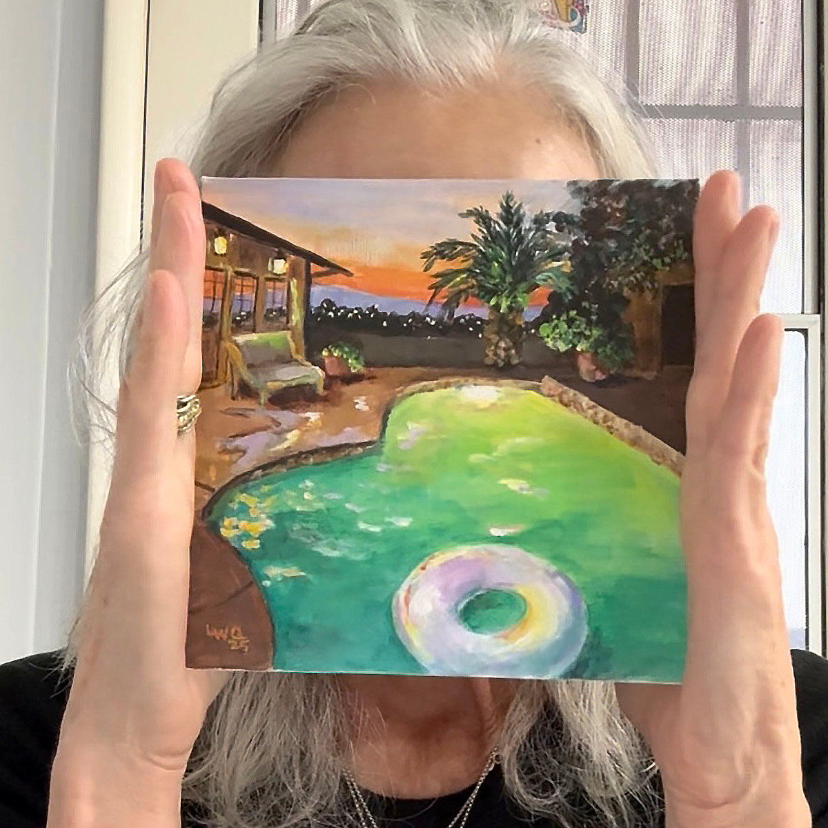 "Twilight Pool, Pacoima" | 6"x 6" |  Acrylic on Canvas Panel