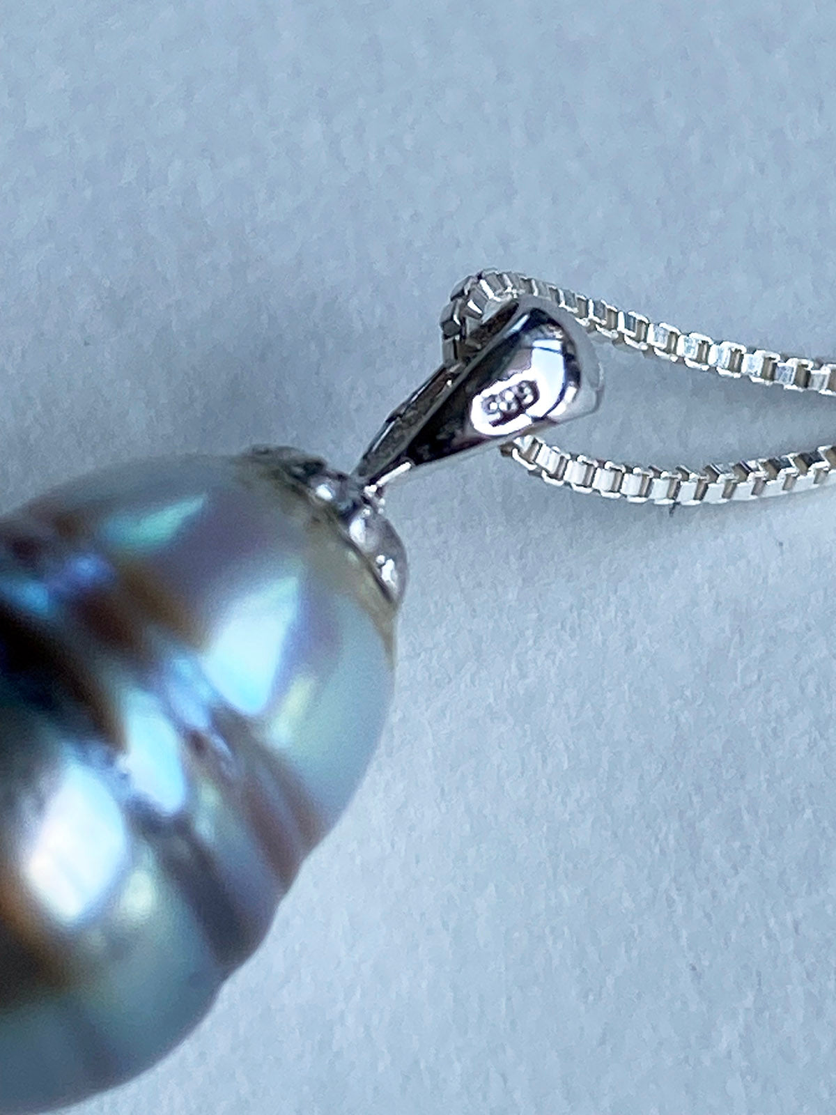 11-16mm Tahitian Pearl Pendant on 14k White Gold with Sterling Chain by Linda Queally